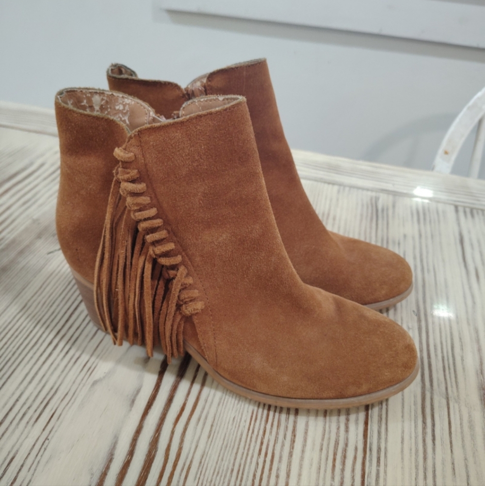 Women’s Kenneth Cole Reaction Suede Fringe Ankle Boots - Tan Size 8